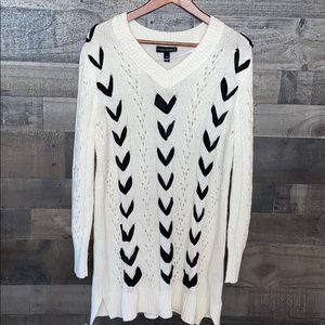 Pretty Lane Bryant White With Black Ribbon Sweater